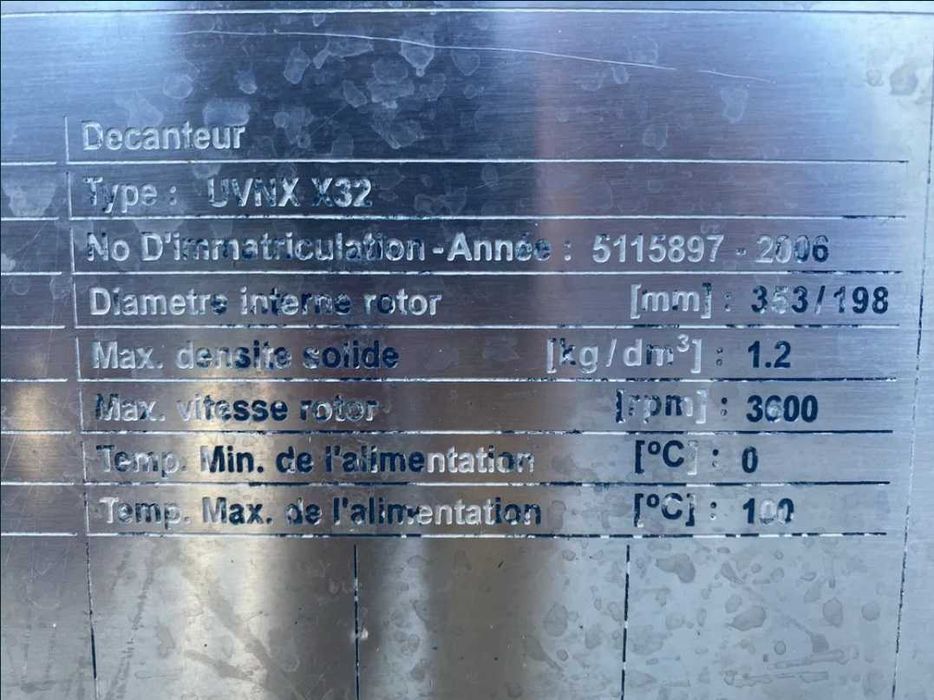 Decanter ALFA LAVAL UVNX X32