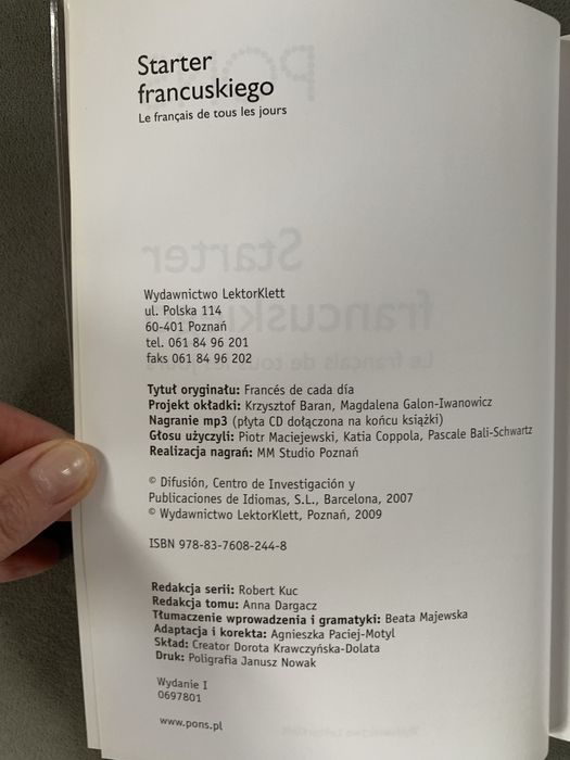 książka do nauki języka francuskiego Starter Pons