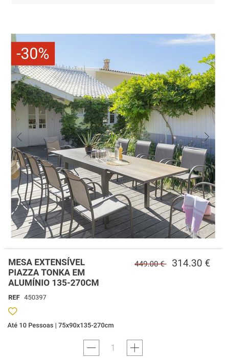 Mesa de jardim extensível em alumínio