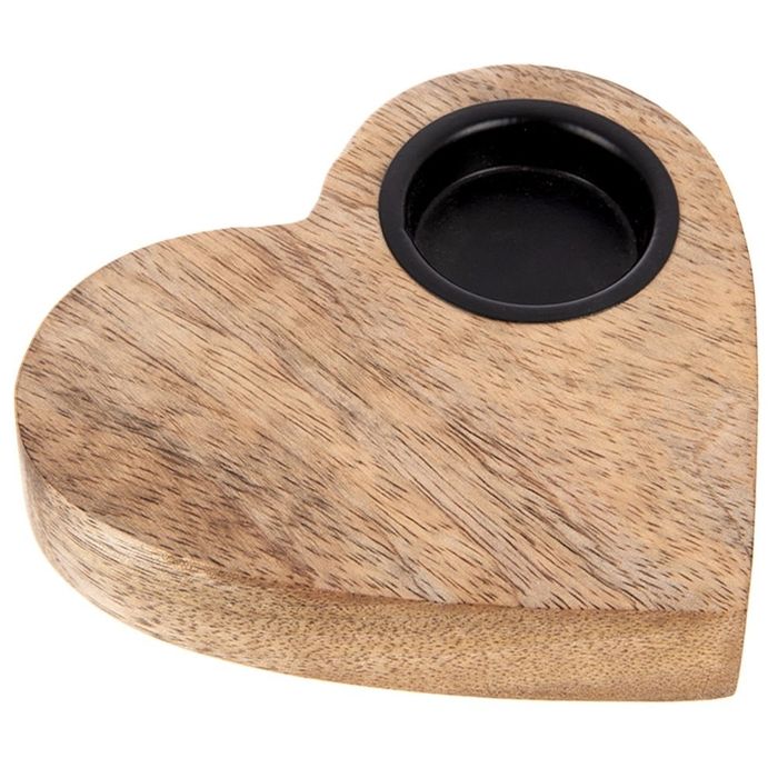 Świecznik Drewniany Serce Mango Tealight Loft Dekoracja Naturalna Do Salonu Przedpokoju Mebliva