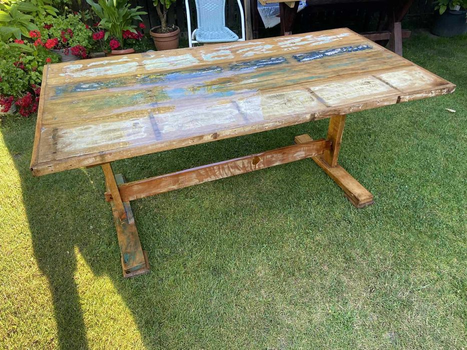 stol tekowy drewniany 180x90 cm unikatowy vintage vidaxl