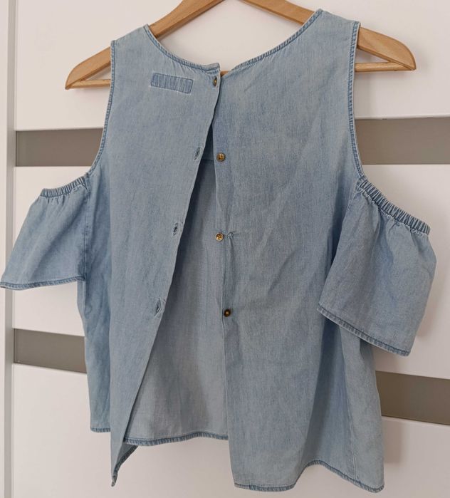 Sinsay denim crop top odkryte ramiona S