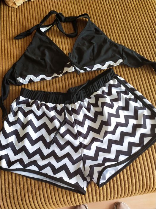 Strój kąpielowy biało czarny