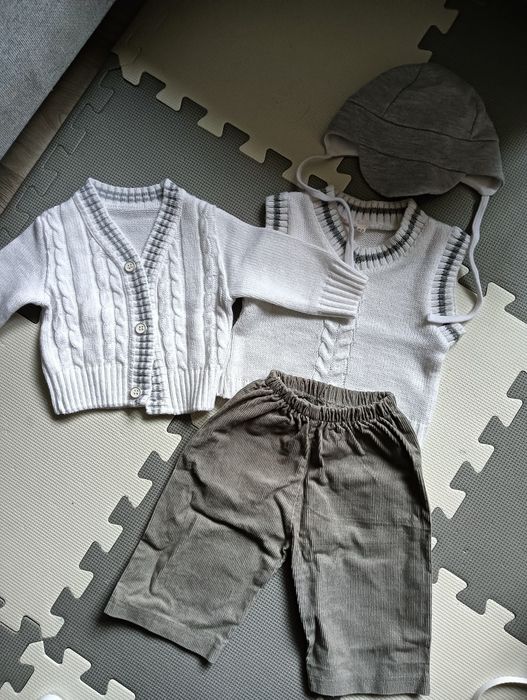 Komplet do chrztu dla chłopca. r.62 elegancki zestaw