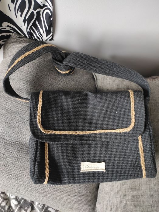 Torba na ramię, czarna, naturalna