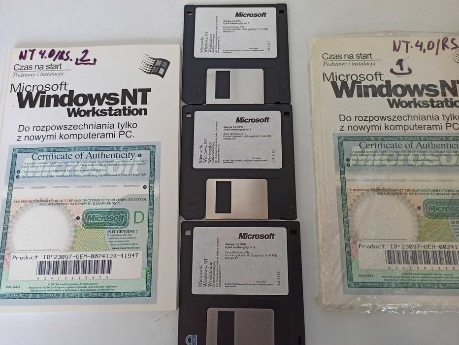Windows NT 4.0 płyta, certyfikat, książka