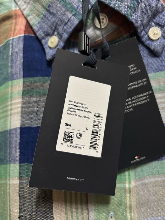 Koszula Lniana Tommy Hilfiger Summer Madras 100% Len L Nowa