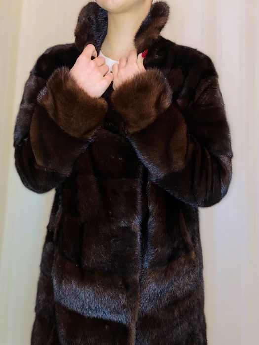 Натуральна шуба норкова поперечна