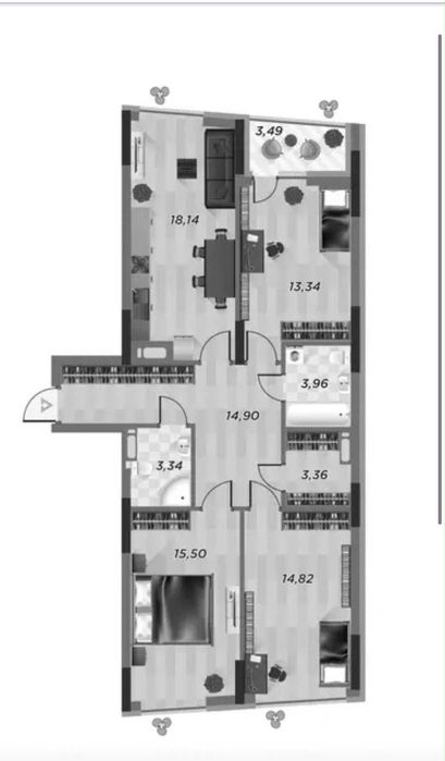 Продаж 3-кімнатної квартири в ЖК «Старт»  90,5 м² 8 поверх
