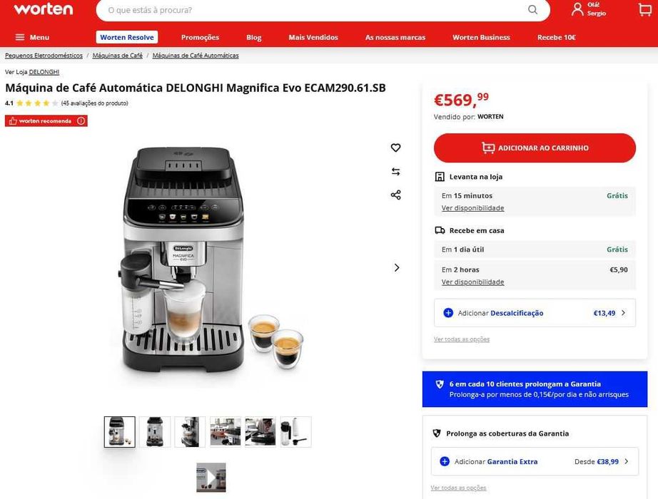 [NOVO] Máquina de Café Automática DELONGHI Magnifica Evo ECAM290.61.SB