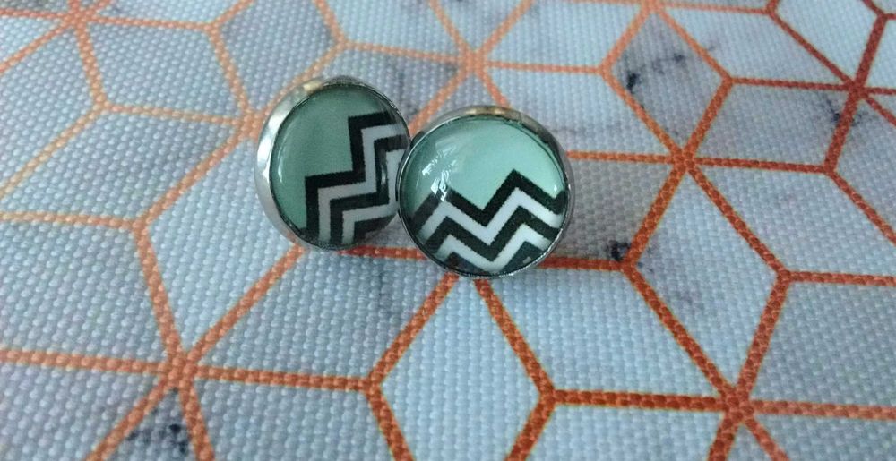 Kolczyki sztyfty handmade stal nierdzewna turkusowe miętowe