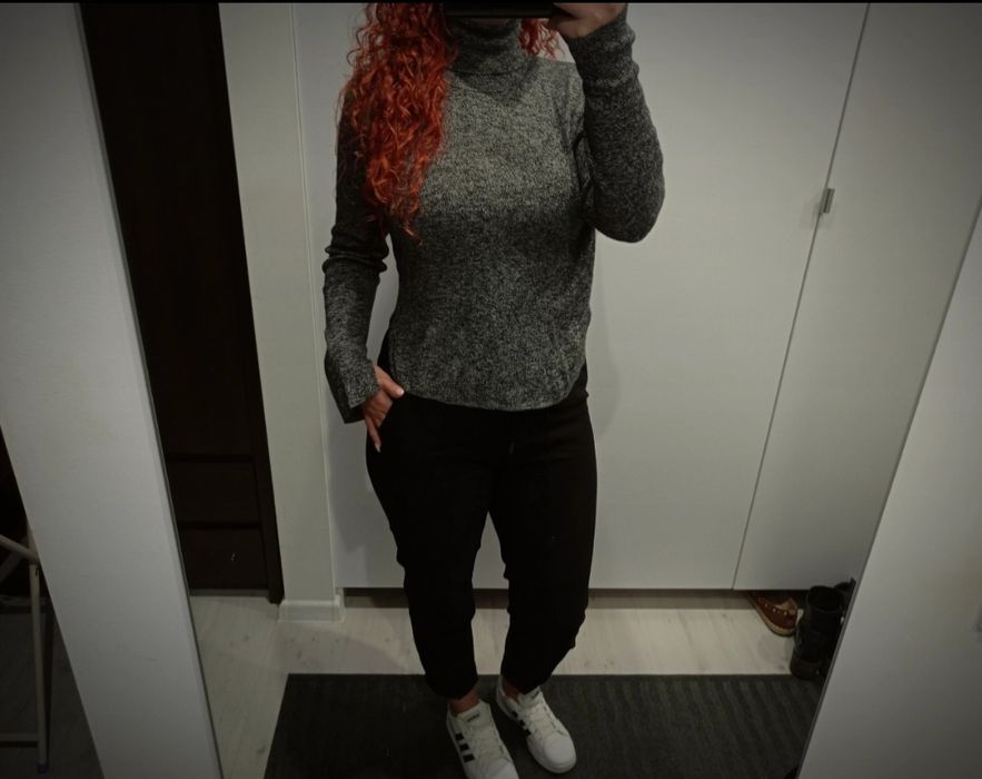 Sweterek z golfem Zara szary melanż S/M