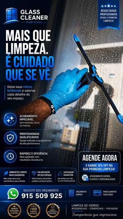 Limpeza Profissional de Vidros, Montras e Janelas | Porto e Região