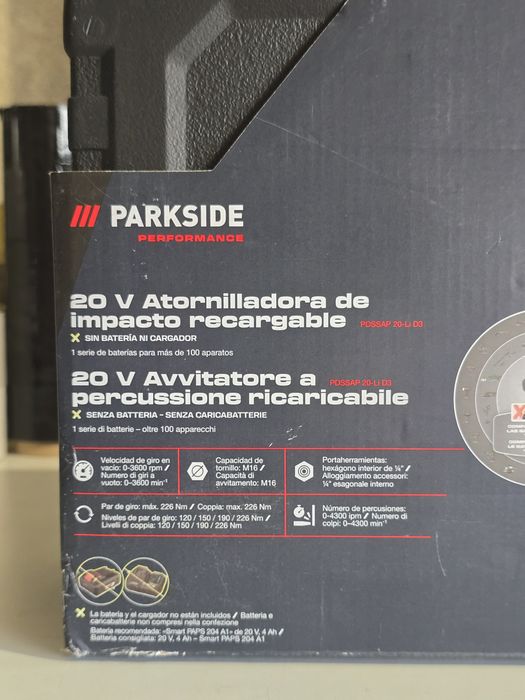 Aparafusadora impacto 20v parkside bits