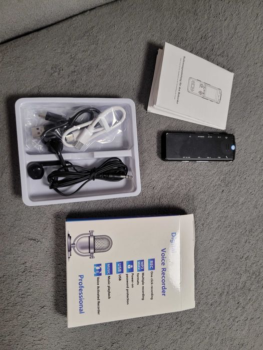 Dyktafon podsluch odtwarzacz muzyki 64gb mp3