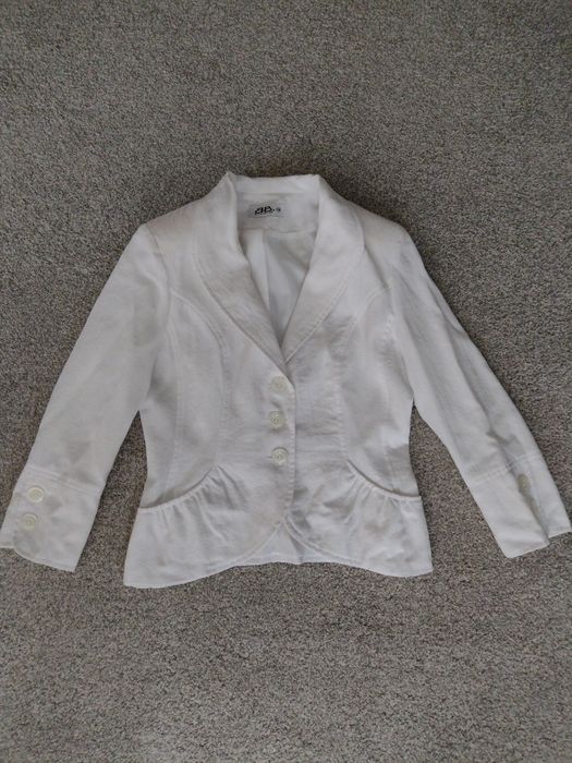 Biały żakiet damski, rozmiar 38