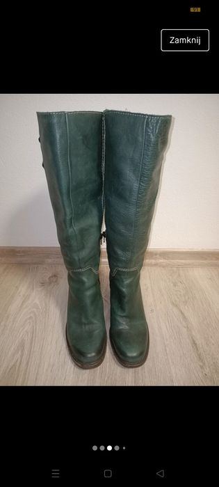 Skórzane włoskie kozaki khaki