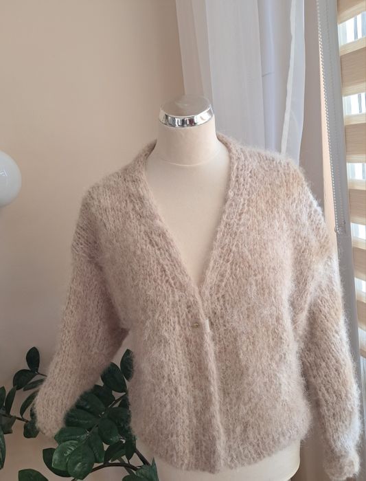 Puszysty kardigan zAlpaki i Merynosów.Handmade.