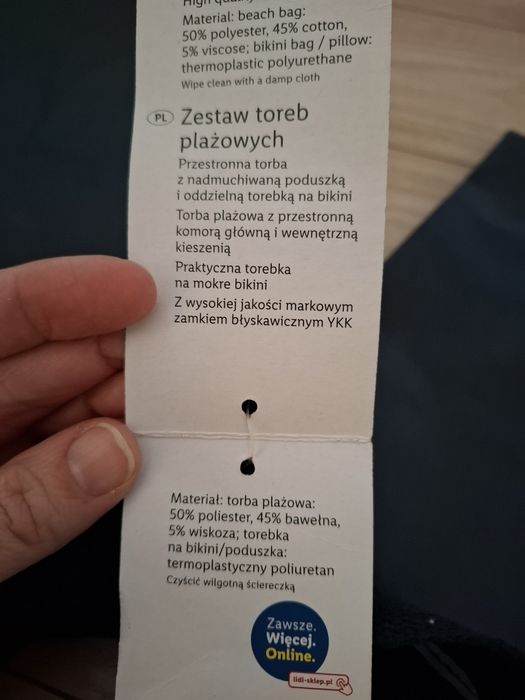 Torba plażowa z poduszką i nieprzemakalnym workiem