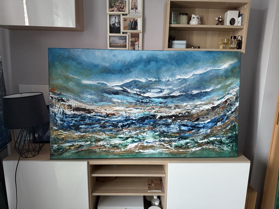 Obraz Abstrakcja 80x140cm, akryl. Okazja!