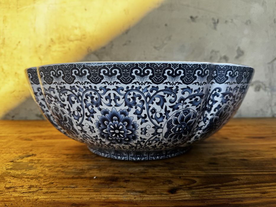 Rea Umywalka Vivien nablatowa ceramiczna biało-niebieska