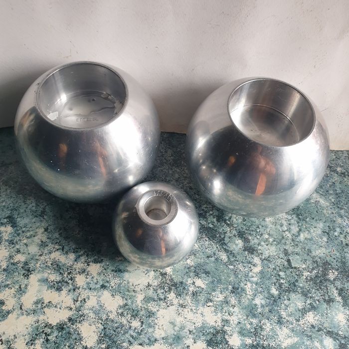 Vintage Ikea NÄSSJÖ Spherical Aluminium Candle Holder Sweden Szczecin