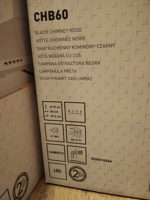 Okap kominowy kuchenny biały i czarny