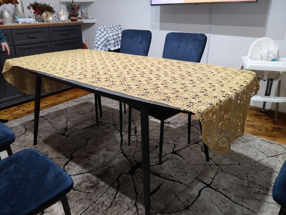 Ręcznie robiony obrus,bieżnik 250x90