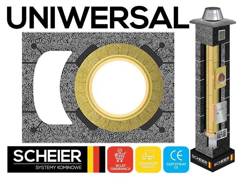 Komin ceramiczny system kominowy KW fi 200 5m 36x50 izolowany Scheier