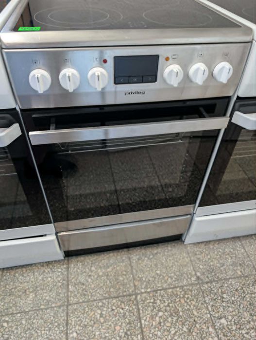 Kuchenka Elektryczna Privileg | Srebrna | 50cm | Ceramika 4 pola | Termoobieg | Gwarancja