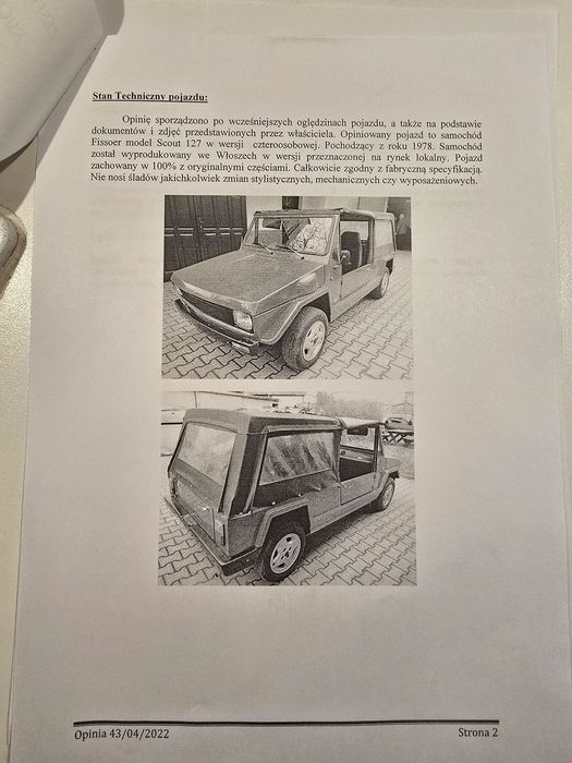 Fiat 127 Fisoore 127 Scout - opunia rzeczoznawcy,zarejestrowany,ubezpieczony