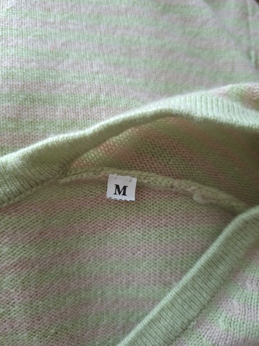 Sweter W Paski Miętowy Beżowy Kremowy Wełniany Kaszmirowy Bottega M