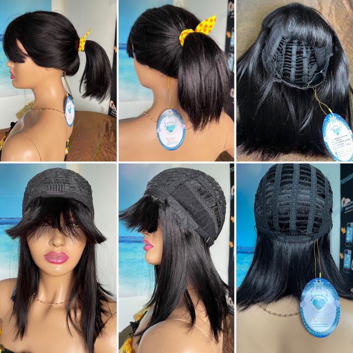 Натуральный парик перука с чёлкой славянские детские чёрные волосы