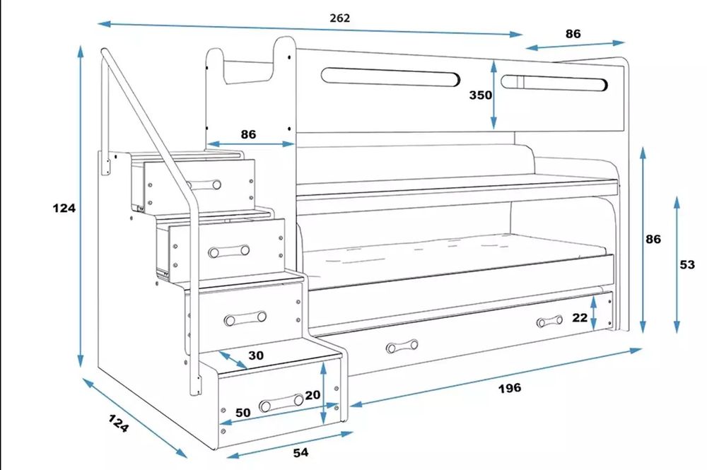 Łóżko piętrowe 3 osobowe