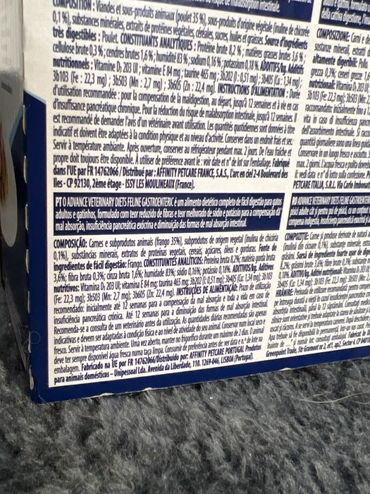 Ração Húmida Advance Vet Diets Cat Gastroenteric 12x 85g