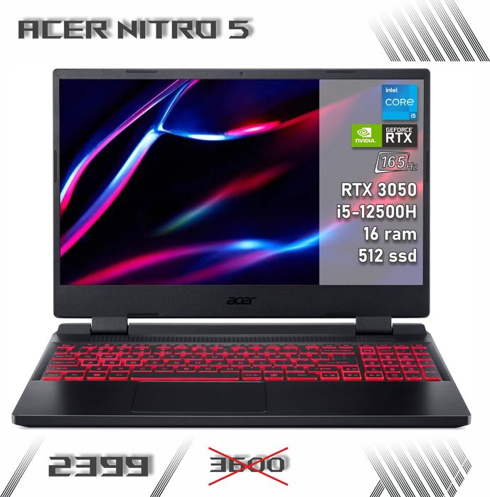LAPTOP GAMINGOWY Acer Nitro RTX 3050 i5-12500H 165hz komputer