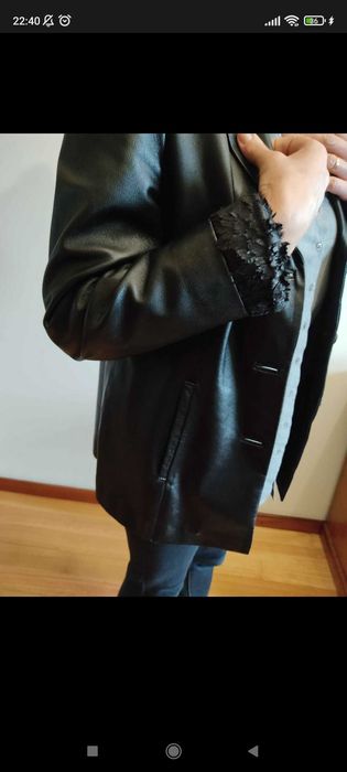 Casaca de pele genuína vintage