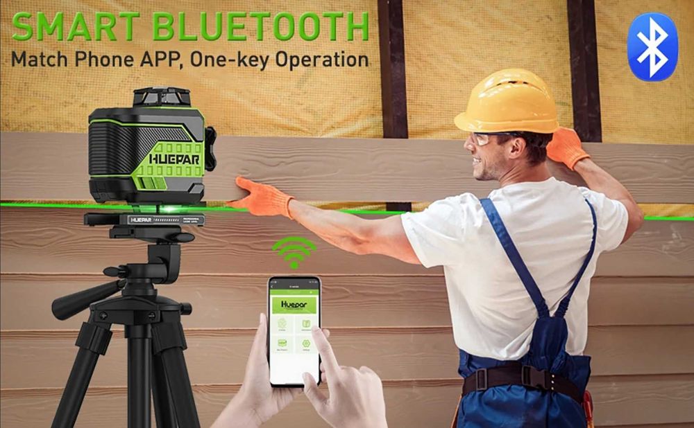 Лазерний рівень нівелір Huepar Z04CG 4D (16 ліній) з Bluetooth та LCD