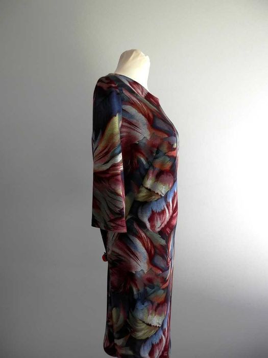 Sukienka Wizytowa Dżersejowa Jersey Kolory Ciepłe Wiskoza 44