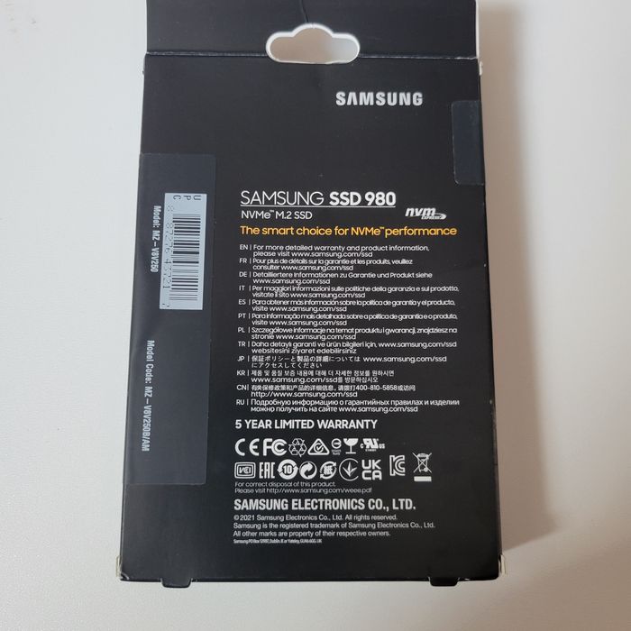 Новий Samsung SSD 980 250 Gb. MZ-v8v250b/am NVMe