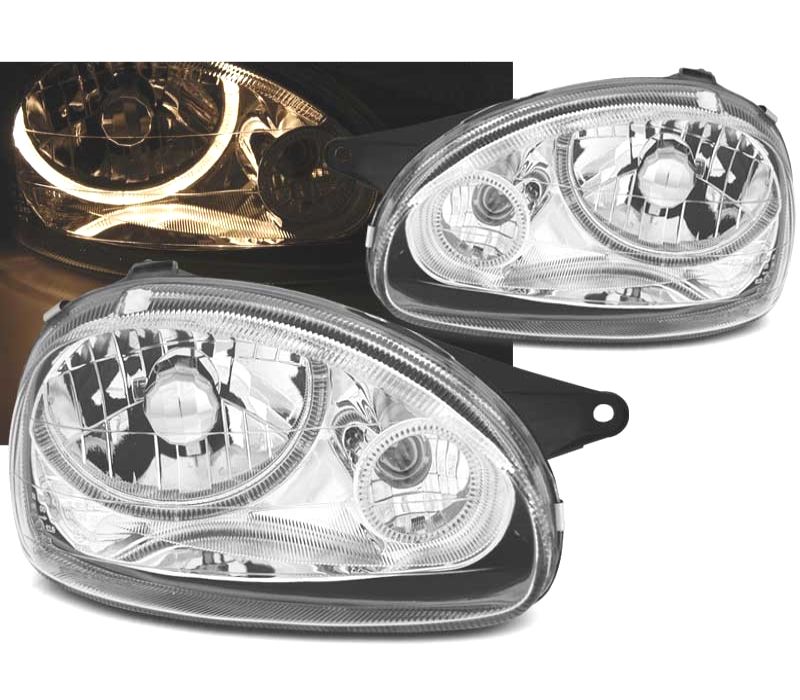 FARÓIS OPEL CORSA B 93-00 ANGEL EYES CROMADOS