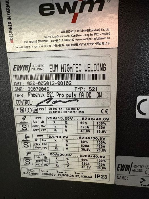 Ewm Phoenix 521 pulse fronius kemppi lincoln esab