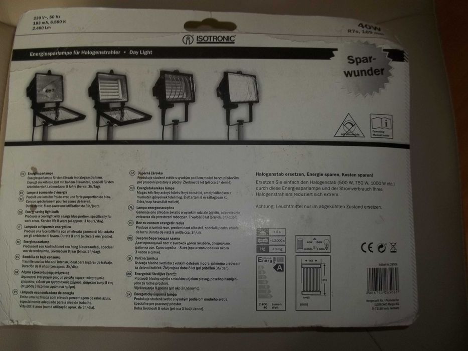 Lampa energooszczędna R7s o mocy 40 W do reflektorów halogenowych