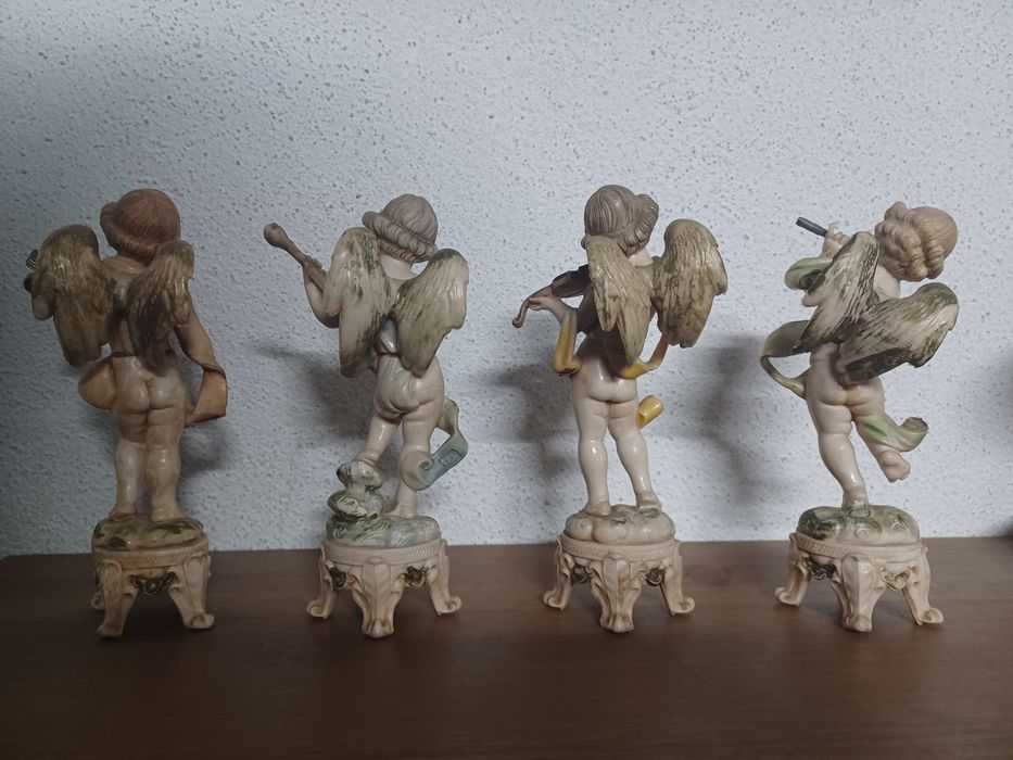 Estatuetas Quarteto de Músicos Anjos em resina + Anjo