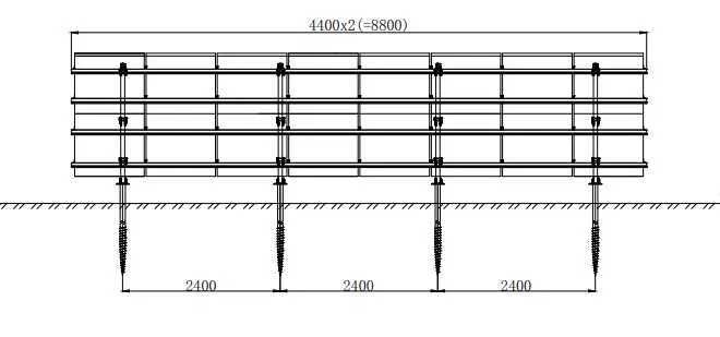 Aluminiowa konstrukcja na grunt 2 x 8 modułów pionowo fotowoltaika