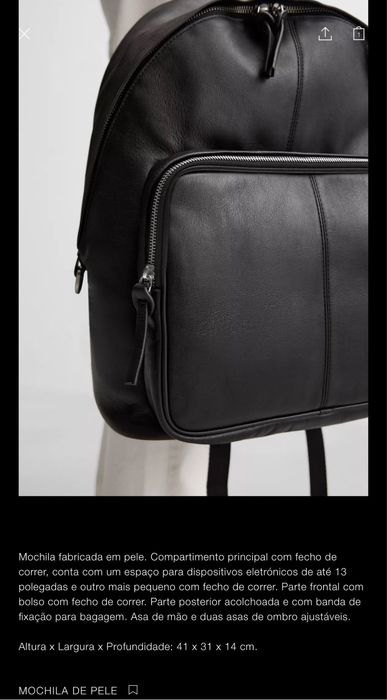 Mochila De Pele Zara NOVO