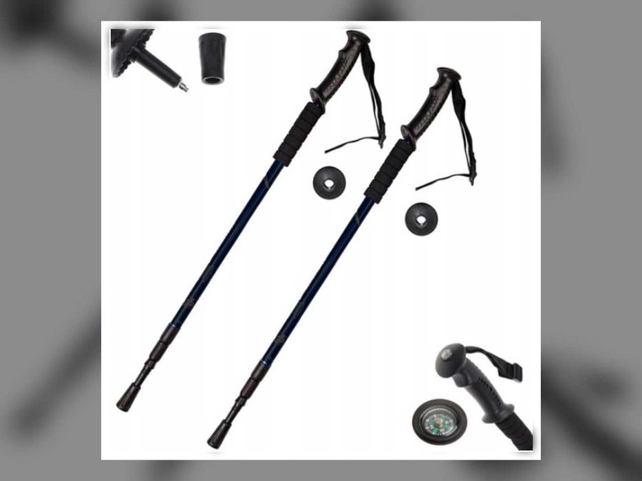 Kijki Do Nordic Walking 2 Szt Regulowane 63,5-135 Cm Trekkingowe 3 Segmentowe Czarne Do Chodzenia