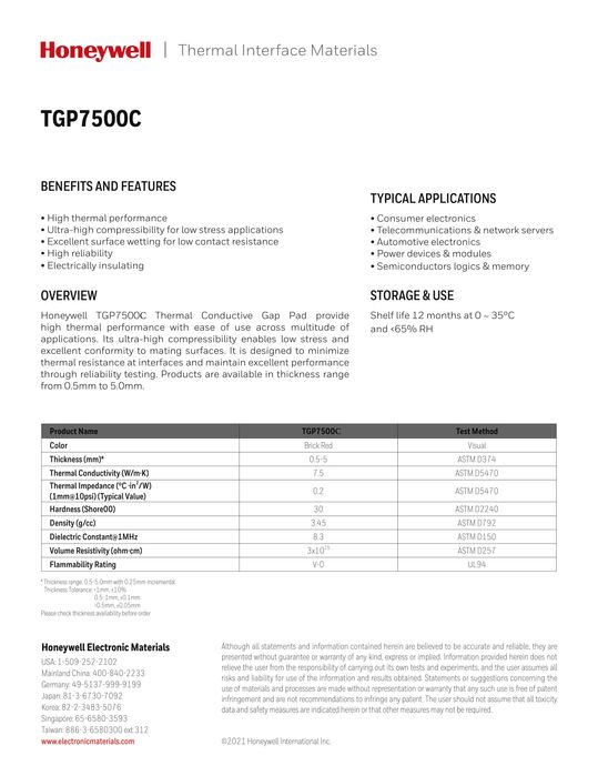 термопрокладки Honeywell TGP7500C ультранадежные мягкие RTX5090 9070XT