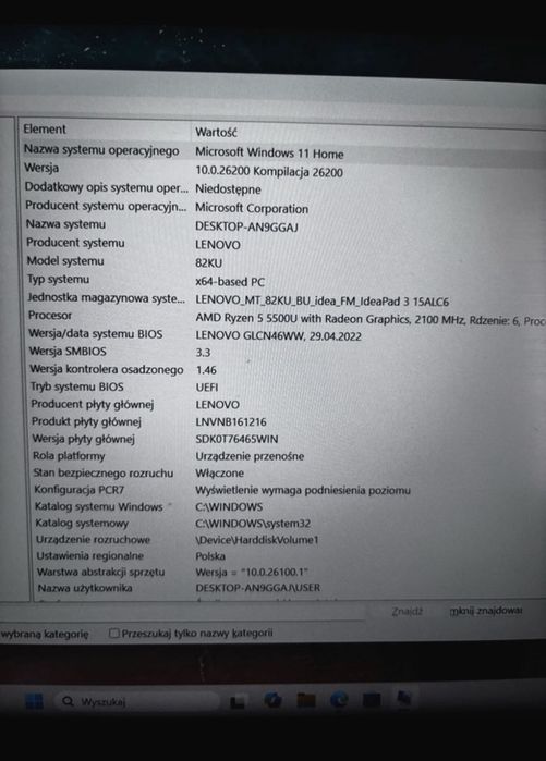 Laptop lenovo lekki fajny