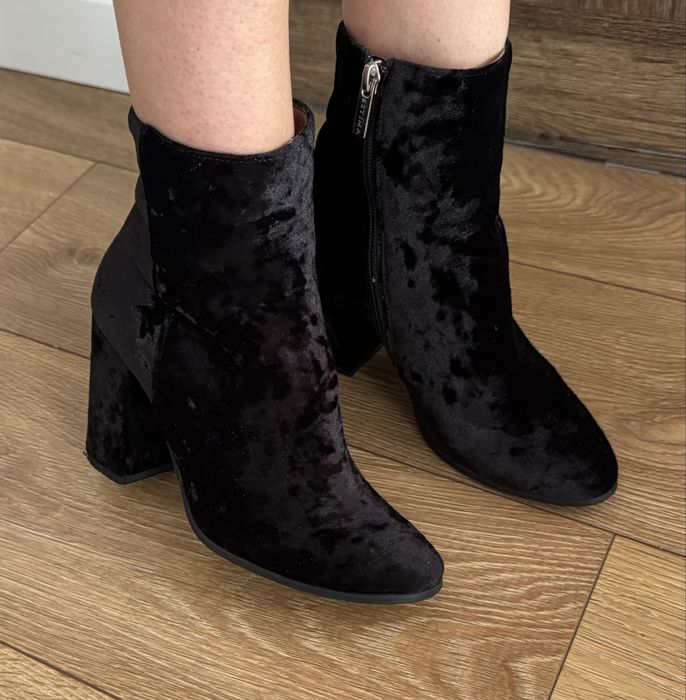 Botki skórzane Ryłko zamszowe